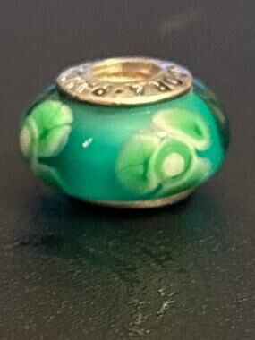Pandora Green Murano Glass Floral Charm 925 ALE Sterling
